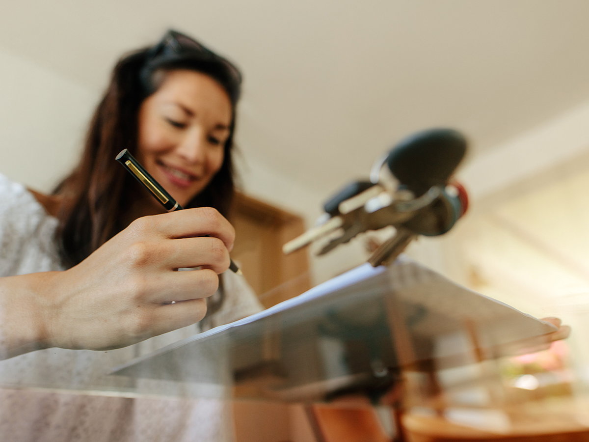woman buying her first home
