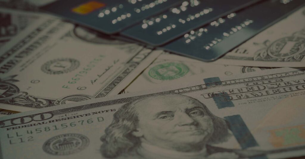 cash and credit cards spread out
