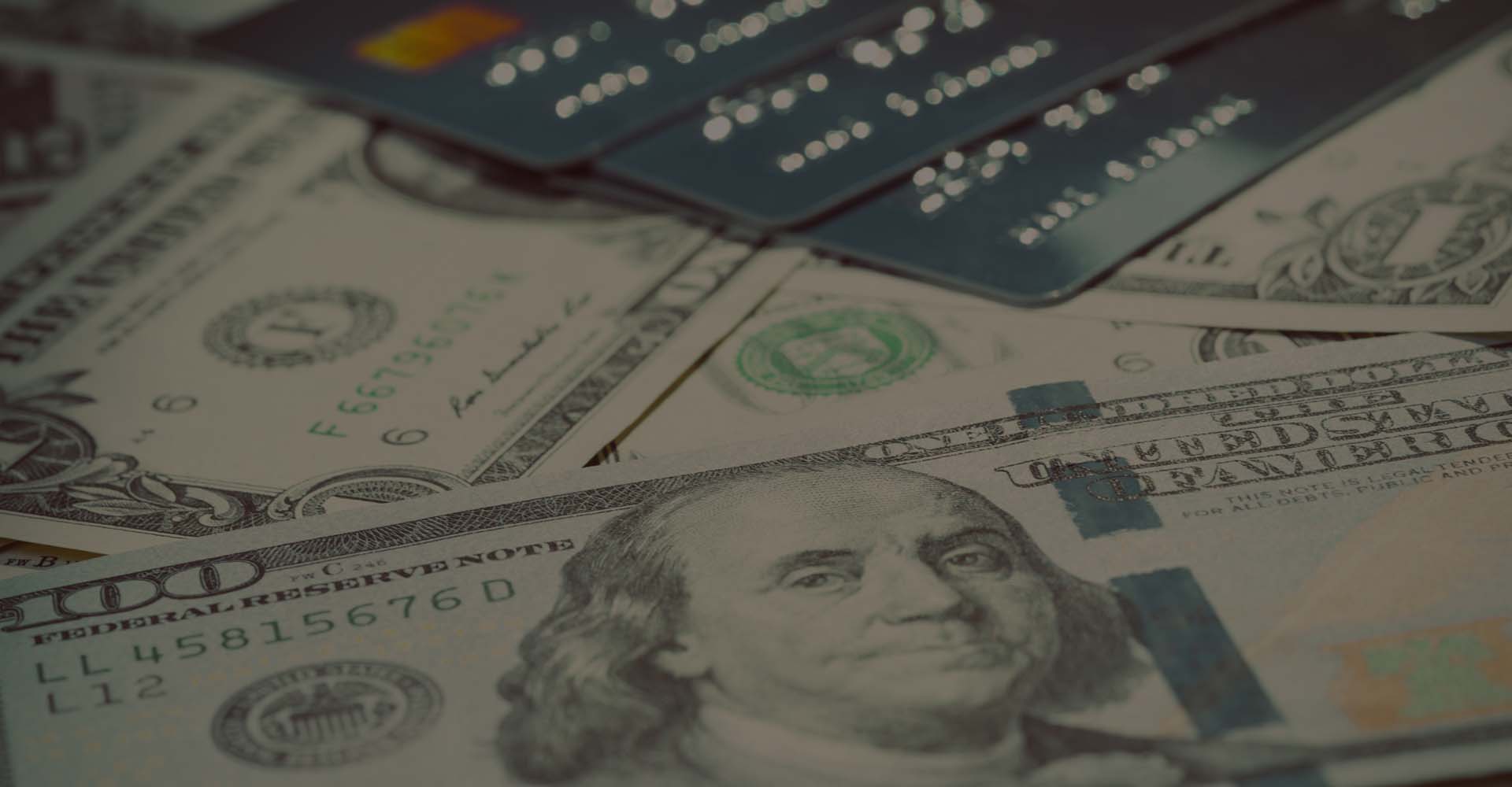 cash and credit cards spread out
