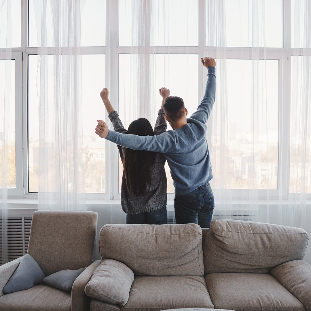 People celebrating at home