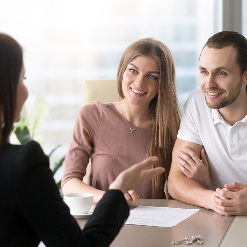 talking with loan officer