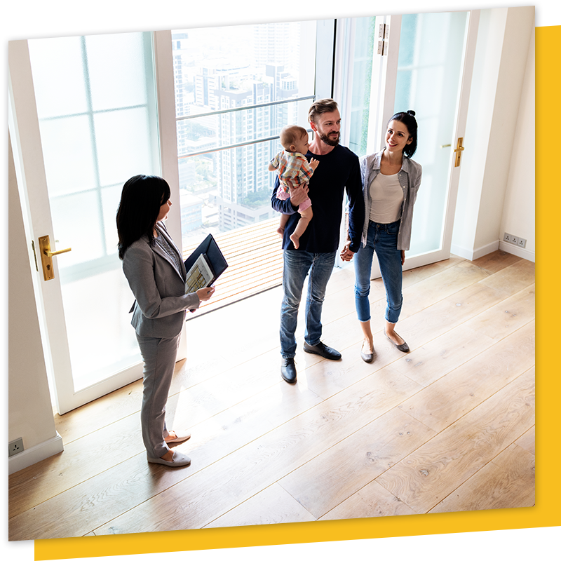 meeting realtor in entryway