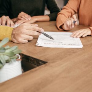 People discussing a mortgage application